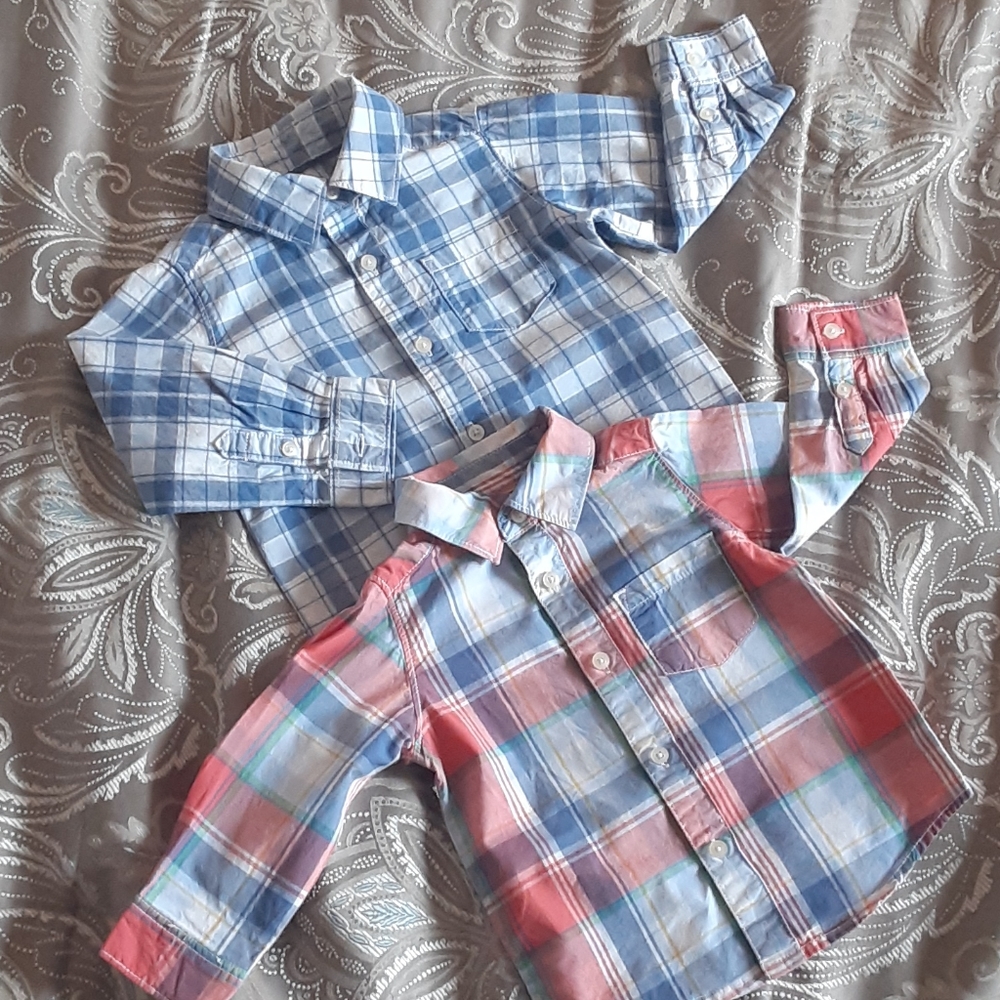 Carter's butter down long sleeve shirts 12&18 m